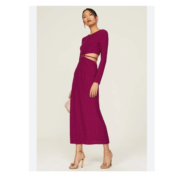 ML Monique Lhuillier Purple Metallic Knit Dress Sz 4 - Picture 1 of 9